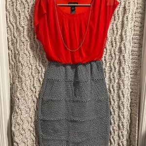 Enfocus Studio Red and Black Midi Dress